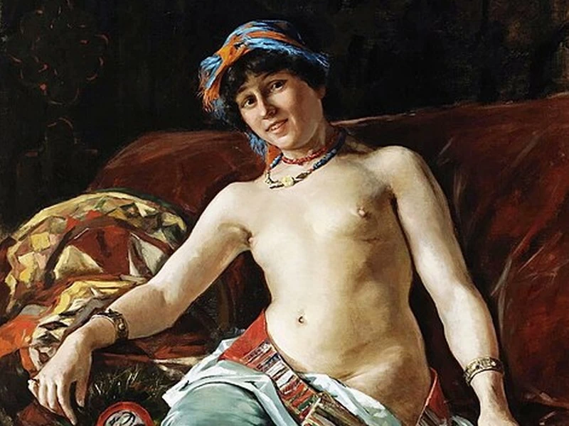 1866-César Álvarez Dumont - Odalisca seduta sul divano